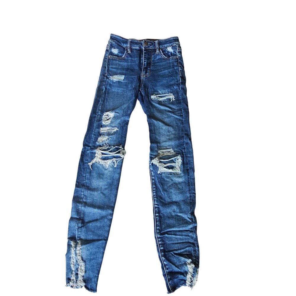 American Eagle Jean's Women's Distressed Super Hi Rise Jegging size 0